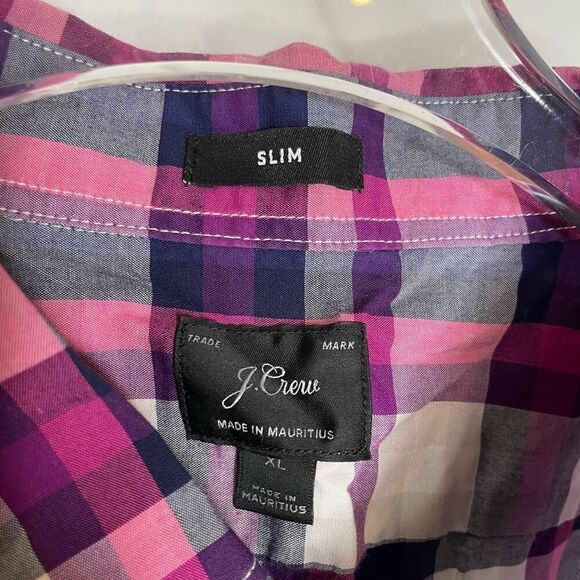 J. Crew Xlarge Button Down Career Long Sleeve Shirt Lot of 2 Plaid Blue Pink Xl - Picture 13 of 15